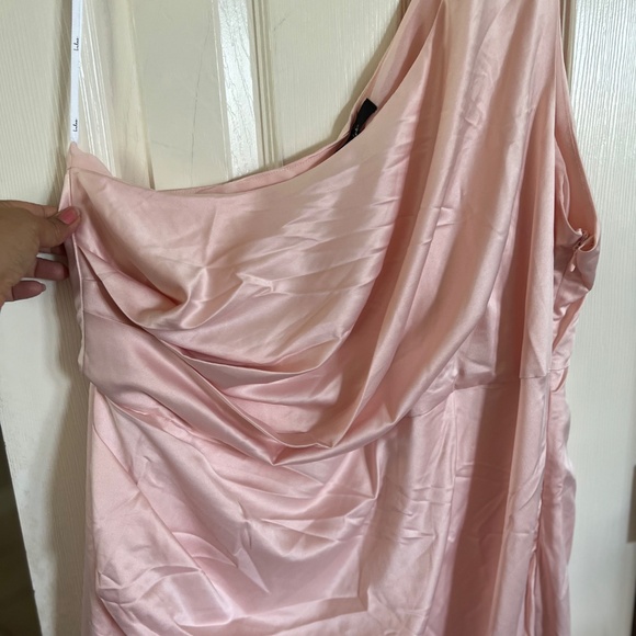 Lulus Dreaming of Elegance Blush Pink Satin One - Shoulder Maxi Dress - Picture 8 of 12